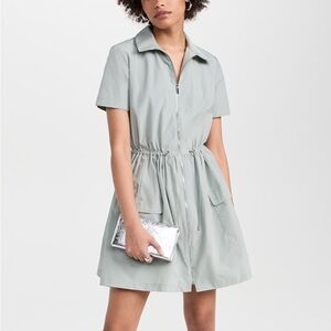 Amanda Uprichard Vanessa Dress Sage Drawstring Waist Retail $268